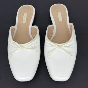 Primark White Faux Leather Mule Slides Size: 8
